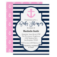 Girls Nautical Baby Shower Invitation