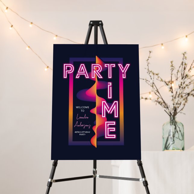 Girls Neon Party Time Birthday Party Foam Board (In Situ (Stand))