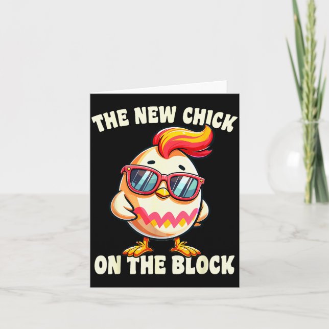Girls New Chick On The Block Egg Hunting Easter Wo Card (Front)