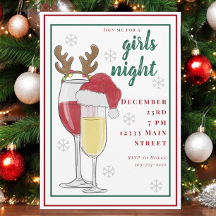 Girls Night Christmas Party / Champagne & Wine Invitation