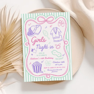 Girls Night In Slumber Party Tween Birthday Invitation