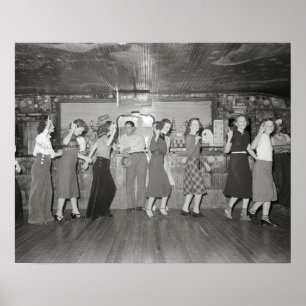 Girls Night Out, 1938. Vintage Photo Poster