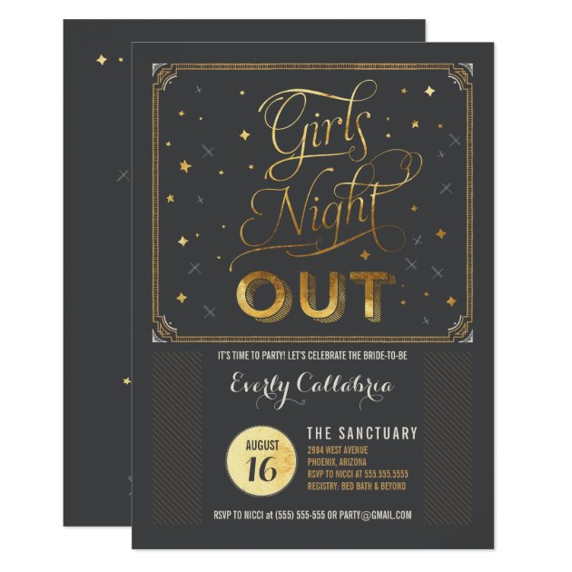 Girls Night Out Bachelor Party Invitation