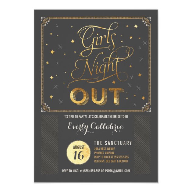 Girls Night Out Bachelor Party Invitation