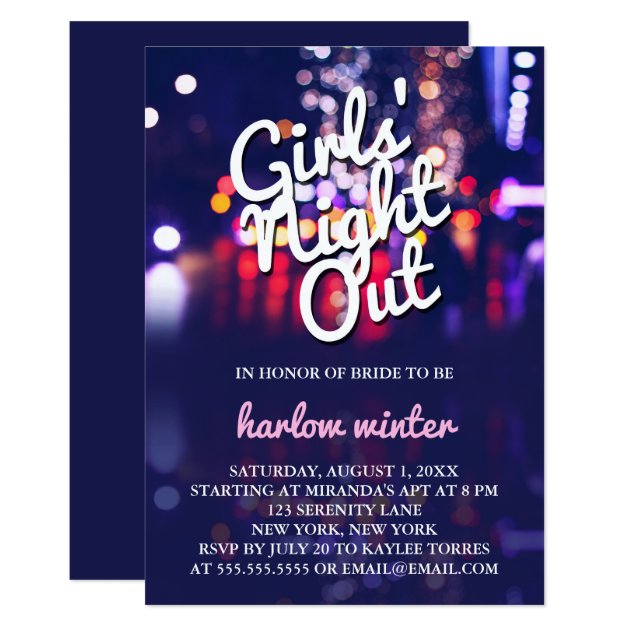 Girls' Night Out Bachelorette Party Invitation