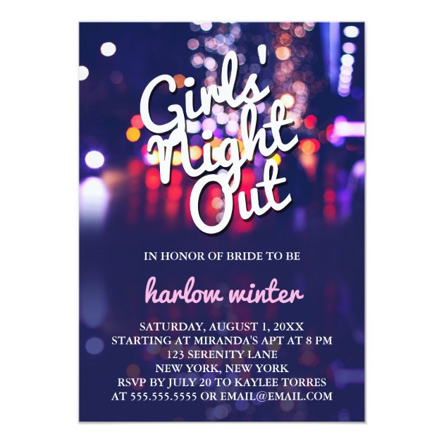 Girls' Night Out Bachelorette Party Invitation