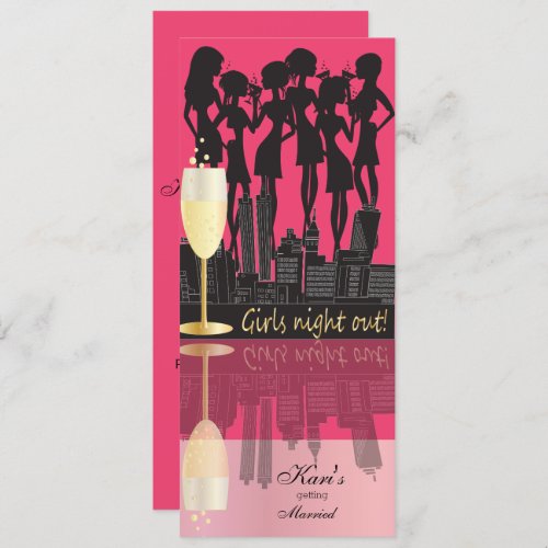 Girls Night Out Bachelorette Party _ Hot Pink Invitation
