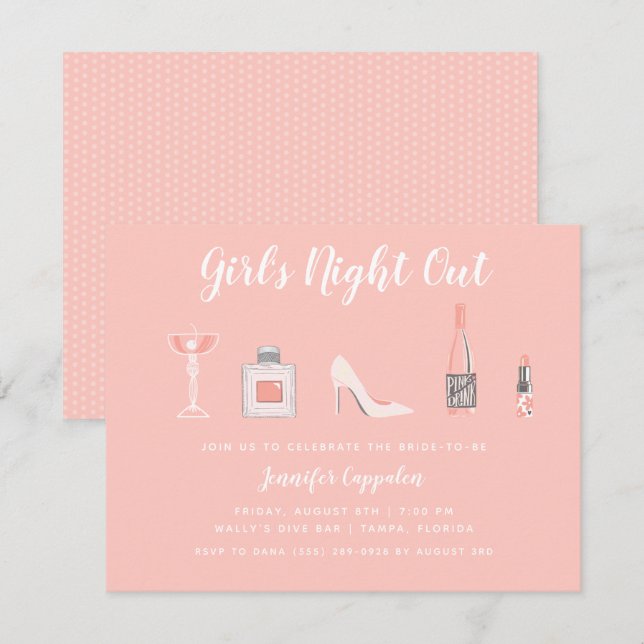 Girl's Night Out Bachelorette Party Invitation (Front/Back)