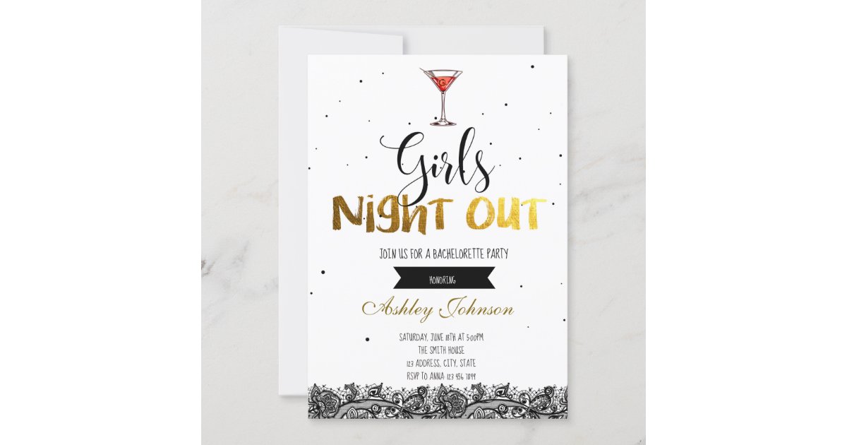 Girls Night Out Bachelorette Party Invitation Zazzle