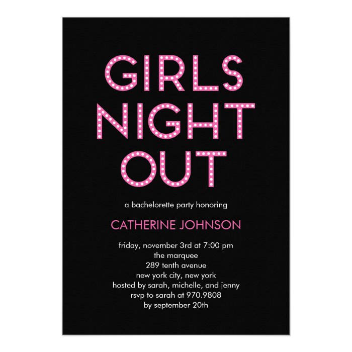 Girls Night Out Bachelorette Party Invitations