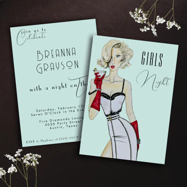 Girls Night Out Bachelorette Party Pin Up Girl Invitation Zazzle