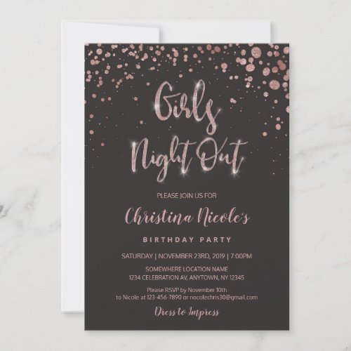 Girls Night Out Birthday or Bachelorette Glam Invitation