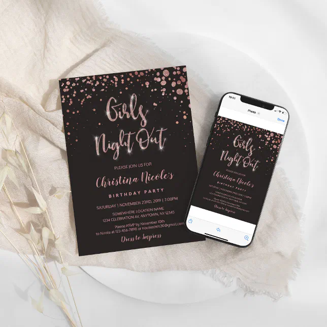 "Girls Night Out" Birthday or Bachelorette Glam Invitation | Zazzle