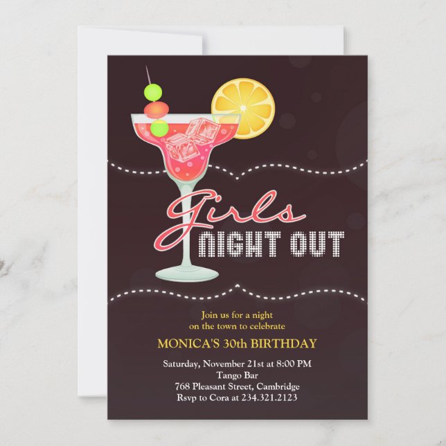 Girls Night Out Birthday Party Invitation (Front)