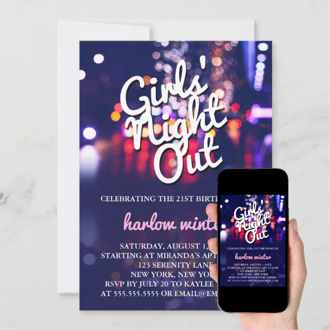 Girls' Night Out Birthday Party Invitation | Zazzle