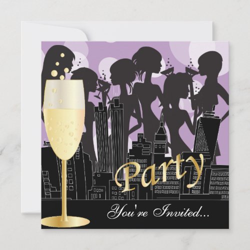 Girls Night Out Birthday Party  Lavender Invitation