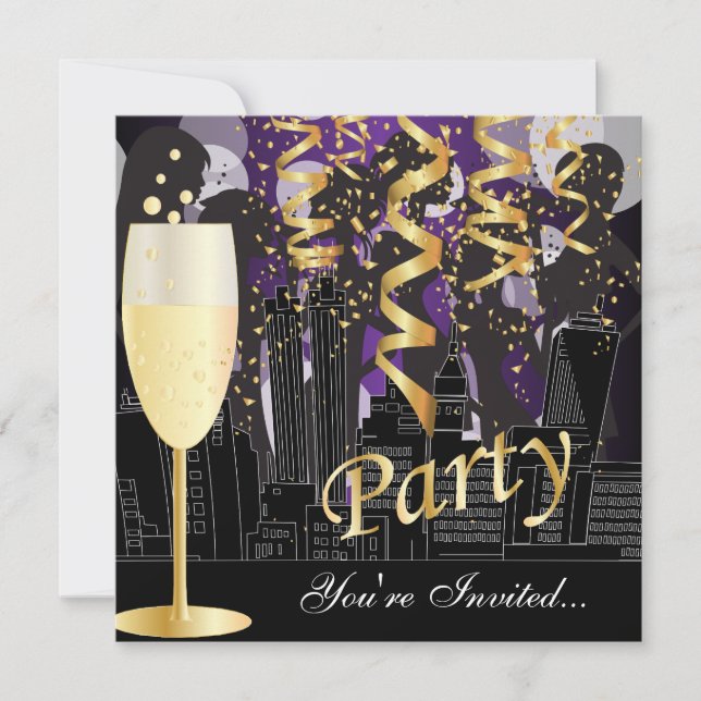 Girls Night Out Birthday Party | Metallic Purple Invitation (Front)