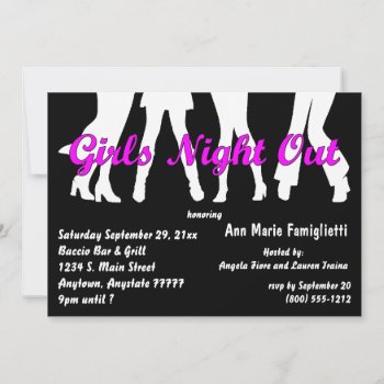 Girl's Night Out Black And White Invitations by malibuitalian at Zazzle