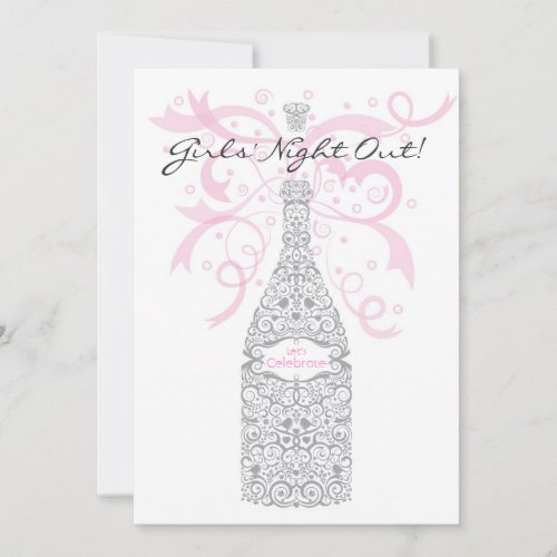 Girls' Night Out Champagne Bachelorette Party Custom Invites