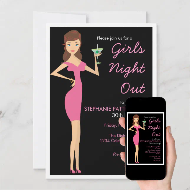 Girls Night Out Cocktail Diva Birthday Party Invitation | Zazzle