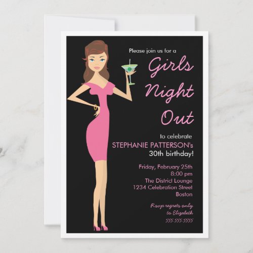 Girls Night Out Cocktail Diva Birthday Party Invitation