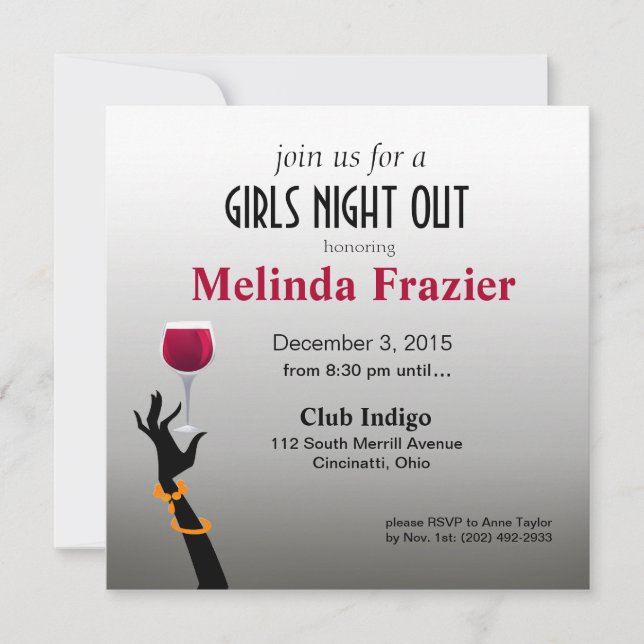 Girls Night Out Cocktail Party Invitation (Front)