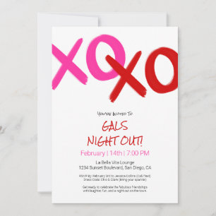 Girls Night Out Cute Red XOXO Galentine Day Party Invitation