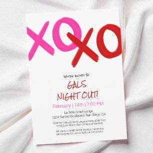 Girls Night Out Cute Red XOXO Galentine Day Party Invitation