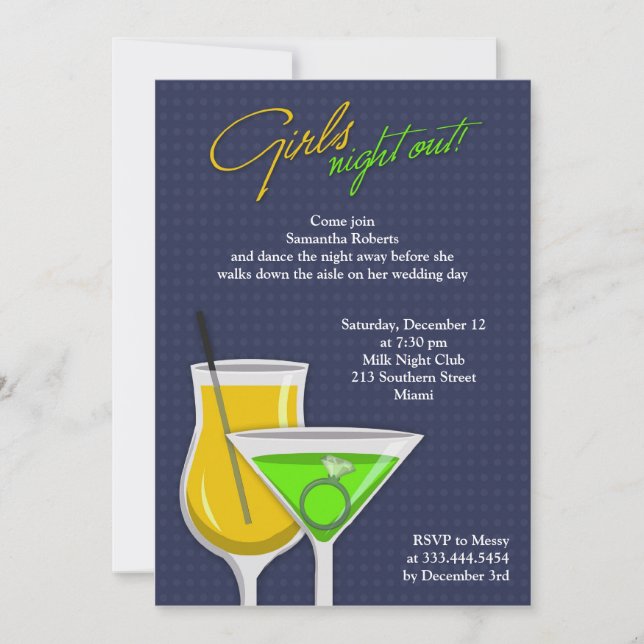Girls Night Out Flat Invitation (Front)