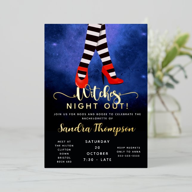 Girls Night Out Halloween Poster - Spooky Witch Foil Invitation (Standing Front)