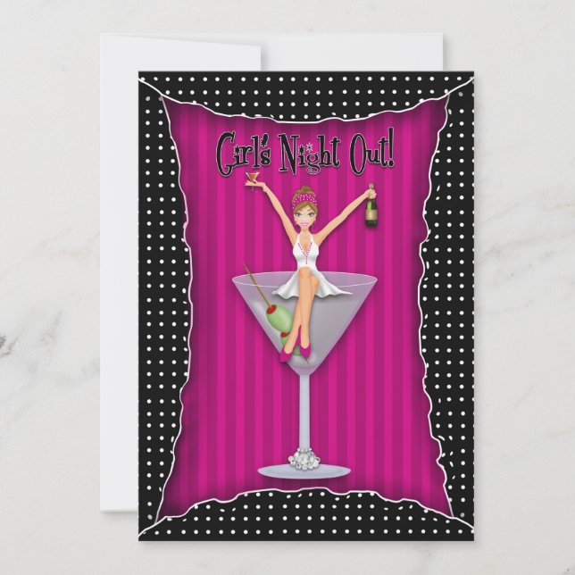 Girls' Night Out Invitation, Girl sits on Cocktail Invitation (Front)