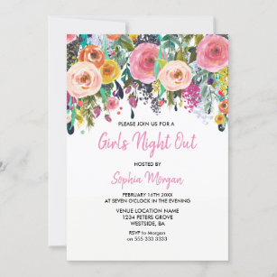 Girls Night Out Invitation Pink Floral Sublime