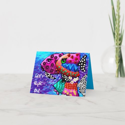 Girls Night Out Invitation Whimsical Fish Art