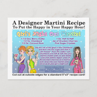 Girl's Night Out Martini Recipe Postcard