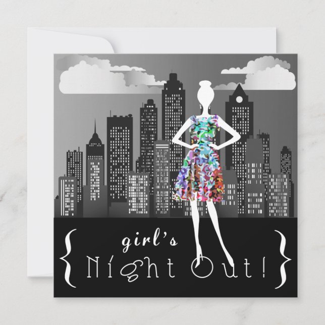 Girl's Night Out On The Town Party Invites (Front)