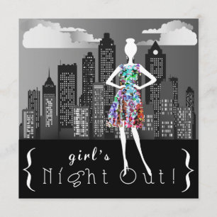 Girl's Night Out On The Town Party Invites
