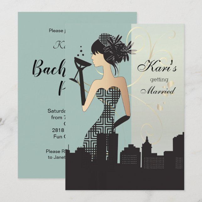 Girls Night Out Party - Blue Invitation (Front/Back)