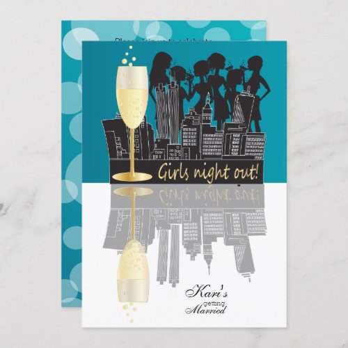 Girls Night Out Party Celebration  Blue Invitation