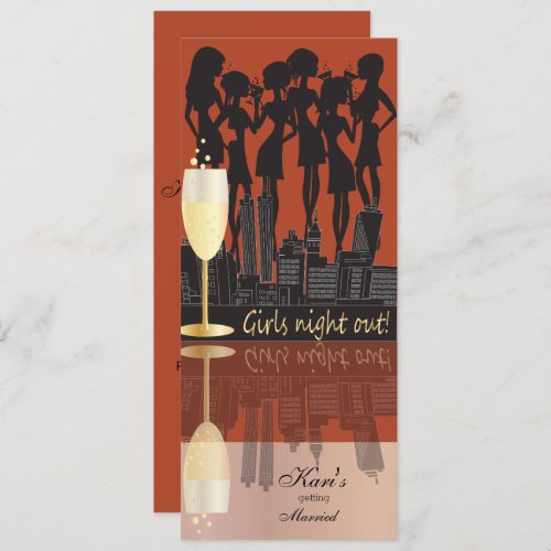 Girls Night Out Party Celebration  Copper Invitation