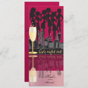 Girls Night Out Party Celebration   Dark Pink Invitation