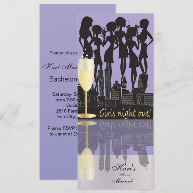 Girls Night Out Party Celebration | Lavender Invitation (Front/Back)