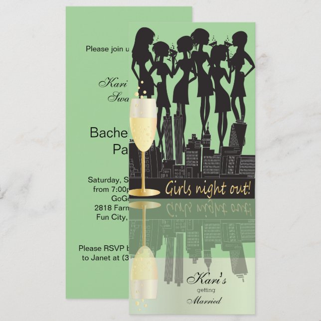 Girls Night Out Party Celebration |  Mint Green Invitation (Front/Back)