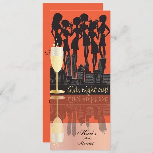 Girls Night Out Party Celebration  Orange Invitation