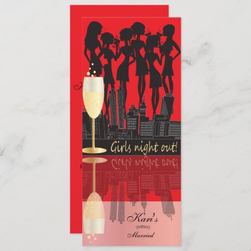 Girls Night Out Party Celebration  Red Invitation