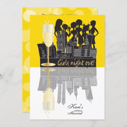Girls Night Out Party Celebration  Yellow Invitation