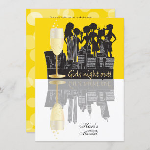 Girls Night Out Party Celebration   Yellow Invitation