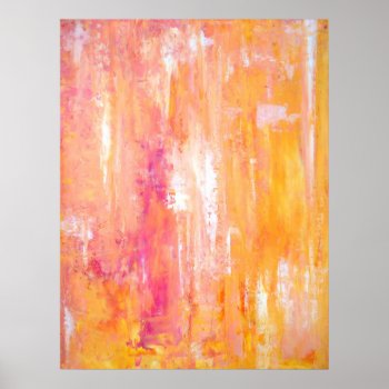 'girl's Night Out' Pink And Orange Abstract Art Poster by T30Gallery at Zazzle