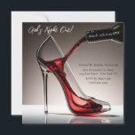 Girl's Night Out-Stiletto with Wine Invitation<br><div class="desc">Step out in style with this Stiletto and Wine design, the perfect blend of elegance and fun! Featuring a sleek wine glass shaped like a high heel, filled with rich red wine mid-pour, this design is made for unforgettable girls' nights. Whether you're toasting to friendship, laughter, or a much-needed break,...</div>