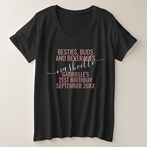 Girls Night Out Trip Custom Funny Pink Black Plus Size T_Shirt