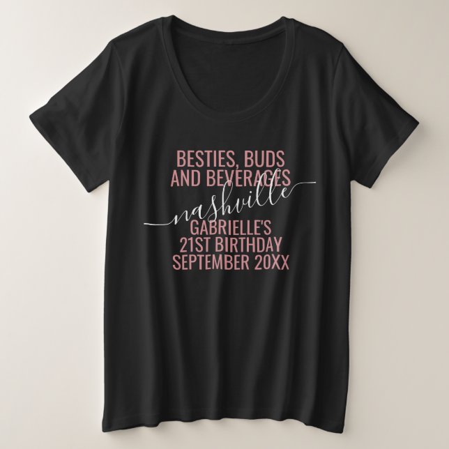 Girls Night Out Trip Custom Funny Pink Black Plus Size T-Shirt (Design Front)